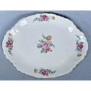 Vintage 1940's Oval Scio Hazel Pottery Floral Pattern w/Gold Trim Large Platter